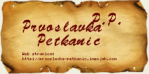 Prvoslavka Petkanić vizit kartica